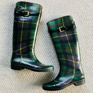 Ralph Lauren Green Plaid Tall Rain Boots